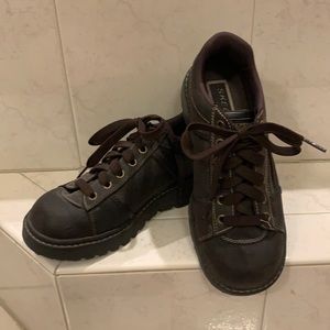 Brown Suede Skechers Tie Shoes